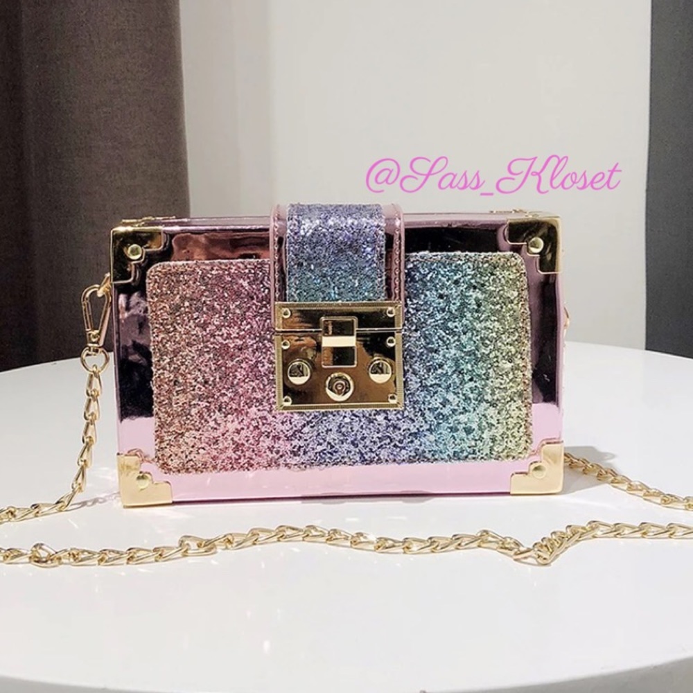Rainbow 🌈 Glitter ✨ Clutch/ CrossBody Handbag💕